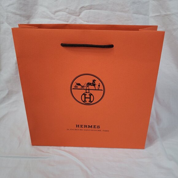 Hermes Gift Bag Logo Storage Decorative Crafting 11.5 x 11.5 x 4.75 in - Picture 3 of 14